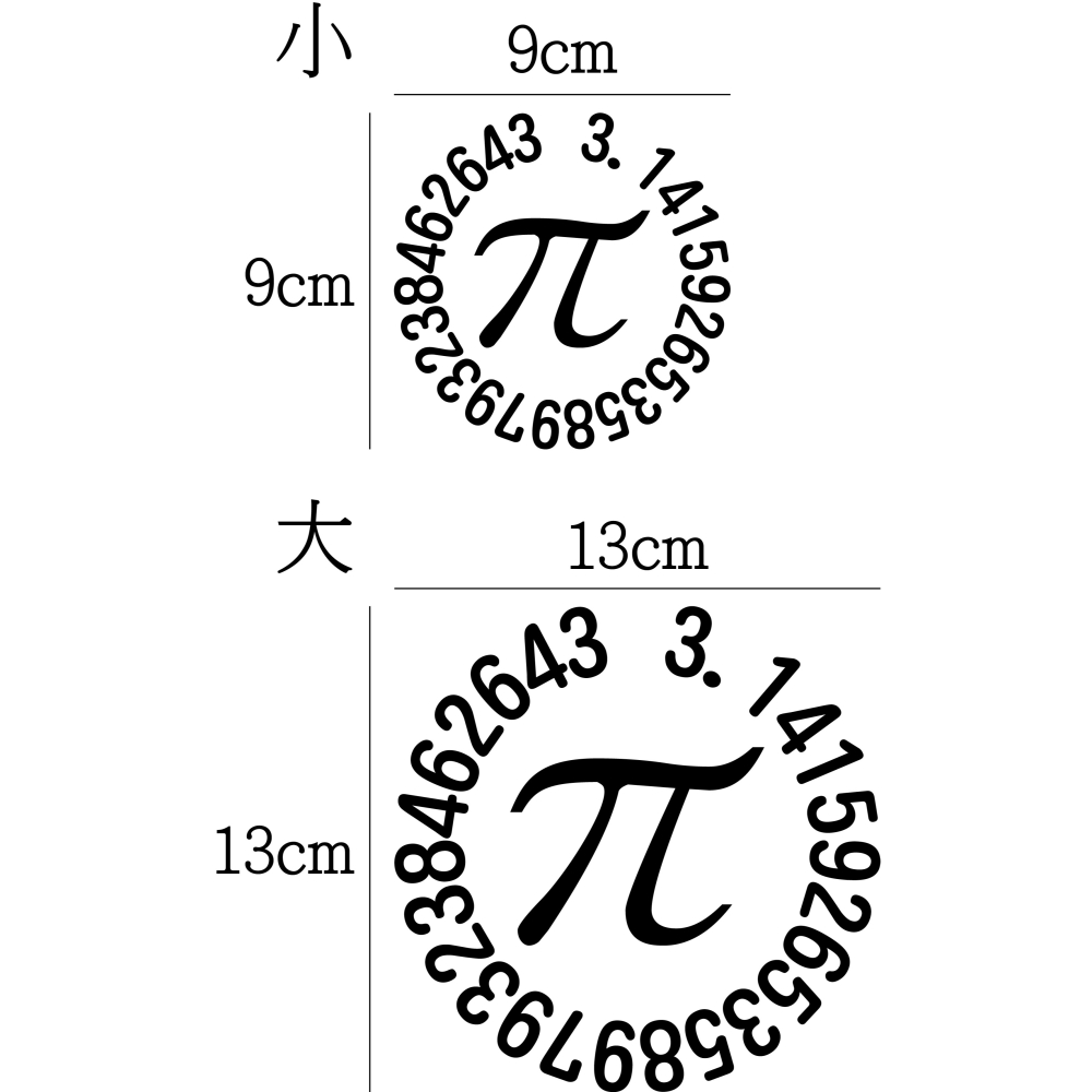 [PWTW] 圓周率 圓周 圓 割字 車貼 防水貼紙 貼紙 反光貼紙 數學 數字-細節圖2