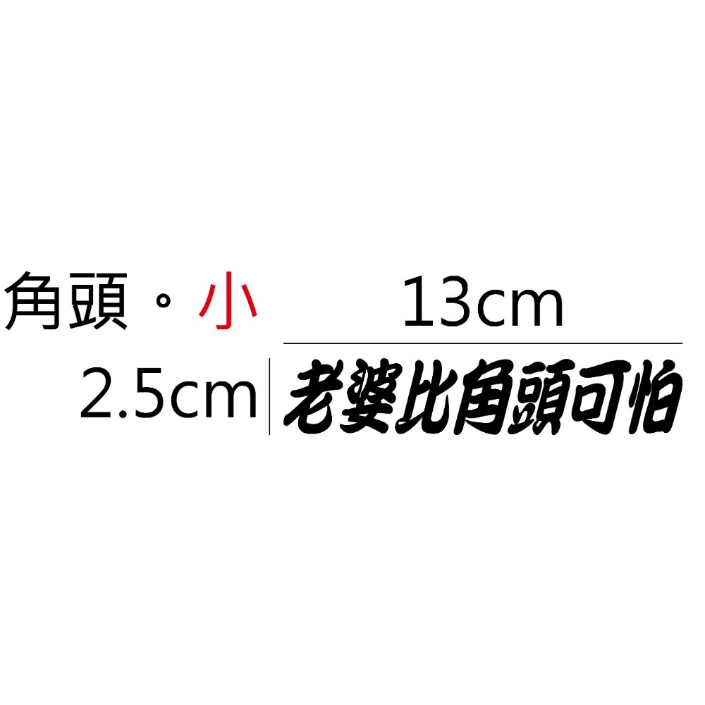 [PWTW] [多樣式] 老婆比XX可怕 標語 標語貼紙 割字 車貼 防水貼紙 貼紙 汽車貼紙 機車貼紙-規格圖4