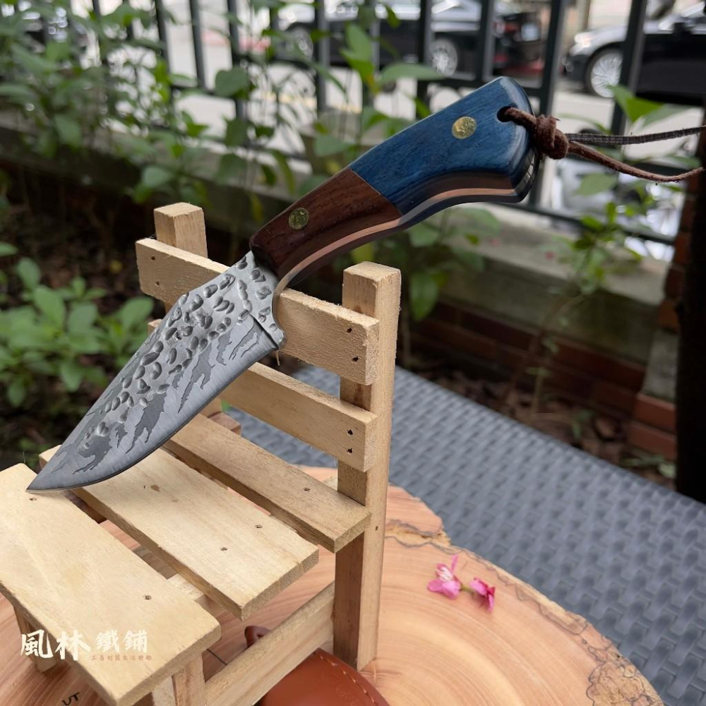 鍛打錘紋彎背釣魚手把肉切魚刀 附精緻皮套 露營烤肉分割刀殺魚切魚專用刀戶外刀具水果刀剔骨刀手把肉刀萬用小刀-細節圖7