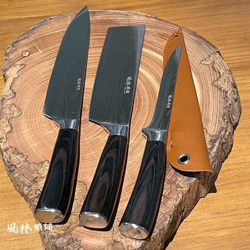 【大馬士革紋主廚刀小菜刀剔骨刀三刀組】『台灣現貨』雷射大馬士革紋 西式主廚刀菜刀萬用刀有(主廚刀、小菜刀、剔骨刀)三刀-規格圖9