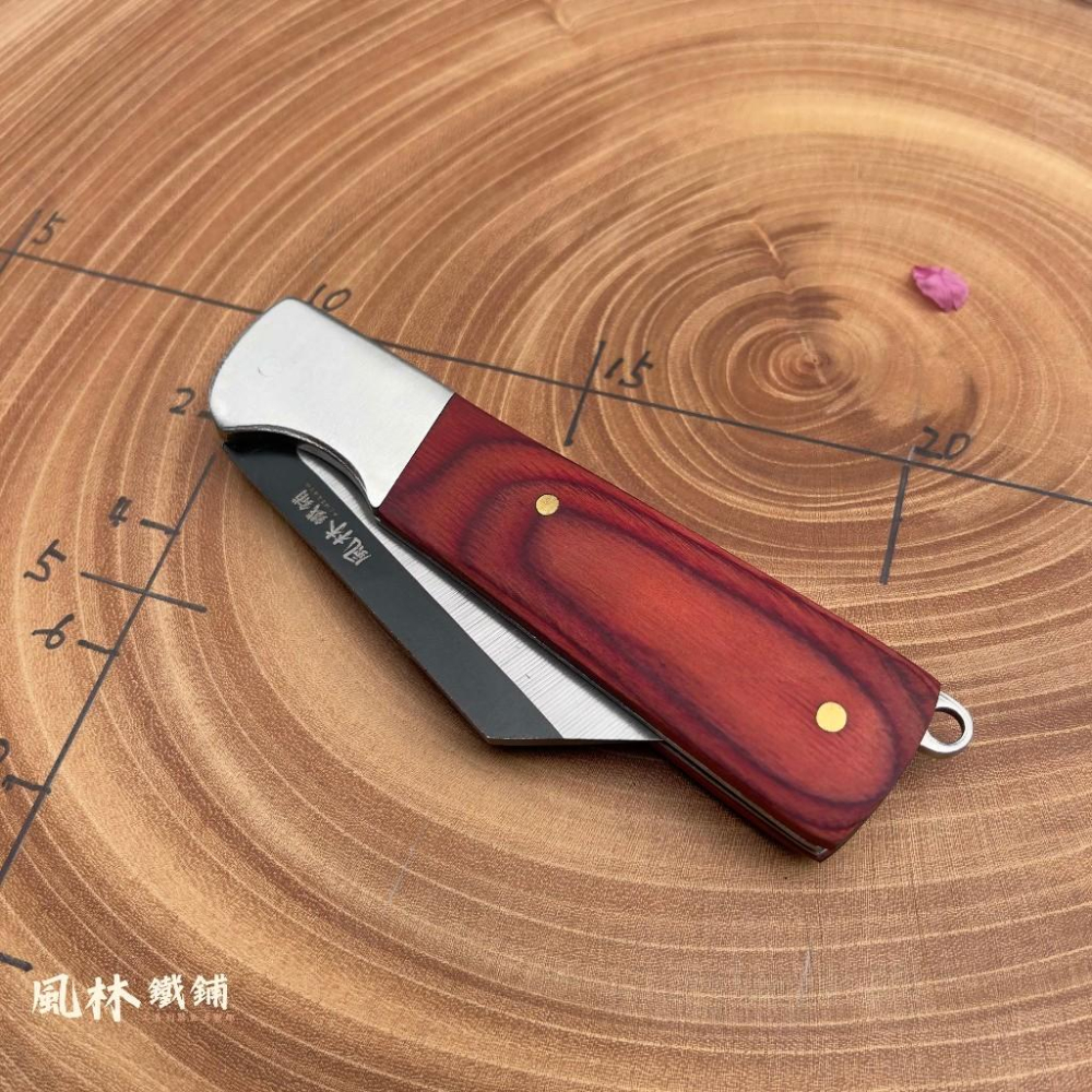 不鏽鋼木柄直刃折疊修枝嫁接刀 台灣現貨快速出貨 可折疊方便攜帶 農友最愛園林果樹切削嫁接刀具 戶外露營折疊便攜水果小刀-細節圖2