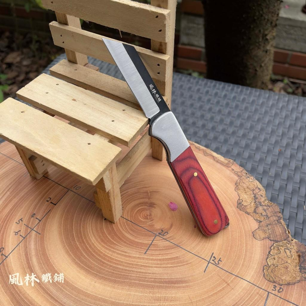 不鏽鋼木柄直刃折疊修枝嫁接刀 台灣現貨快速出貨 可折疊方便攜帶 農友最愛園林果樹切削嫁接刀具 戶外露營折疊便攜水果小刀-細節圖4