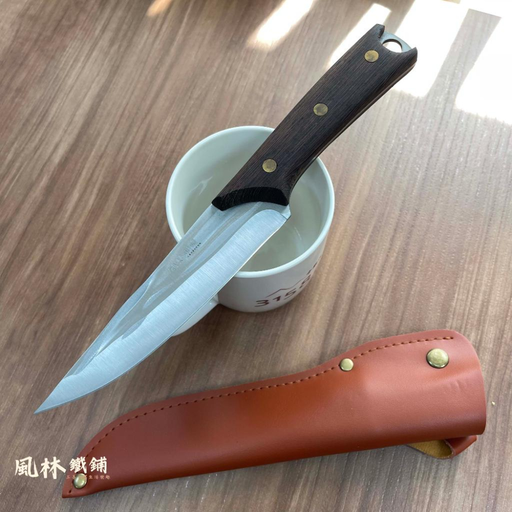 【石紋萬用小刀】附皮套 (台灣現貨)鍛打石紋屠宰刀不銹鋼多用剔骨刀剔骨刀殺魚分割刀切肉刀水果刀露營烤肉休閒小刀-細節圖2