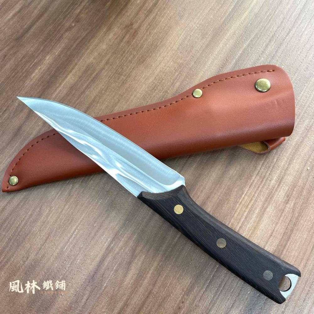 【石紋萬用小刀】附皮套 (台灣現貨)鍛打石紋屠宰刀不銹鋼多用剔骨刀剔骨刀殺魚分割刀切肉刀水果刀露營烤肉休閒小刀-細節圖4