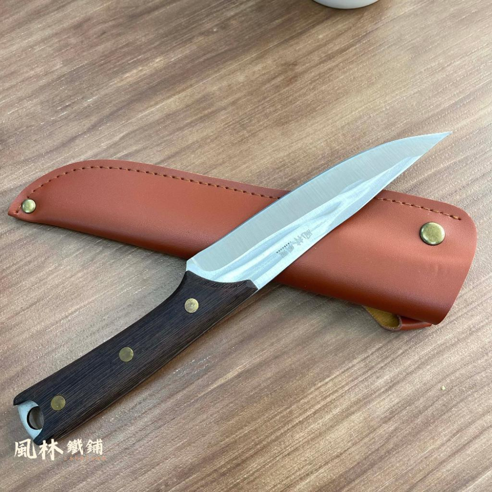 【石紋萬用小刀】附皮套 (台灣現貨)鍛打石紋屠宰刀不銹鋼多用剔骨刀剔骨刀殺魚分割刀切肉刀水果刀露營烤肉休閒小刀-細節圖6