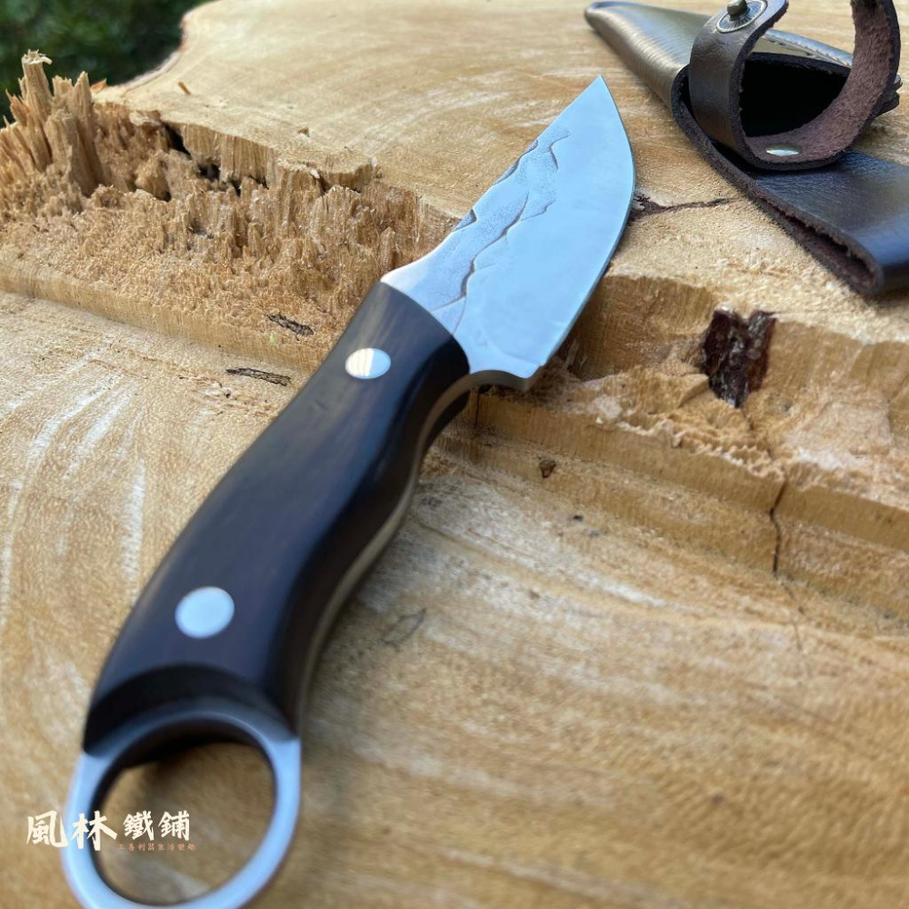 【尾環手把肉刀】附皮套『台灣現貨』尾環手把肉刀 手把肉刀戶外便攜小刀野營露營戰術刀烤肉切肉刀餐刀燒烤刀手扒肉小刀-細節圖6