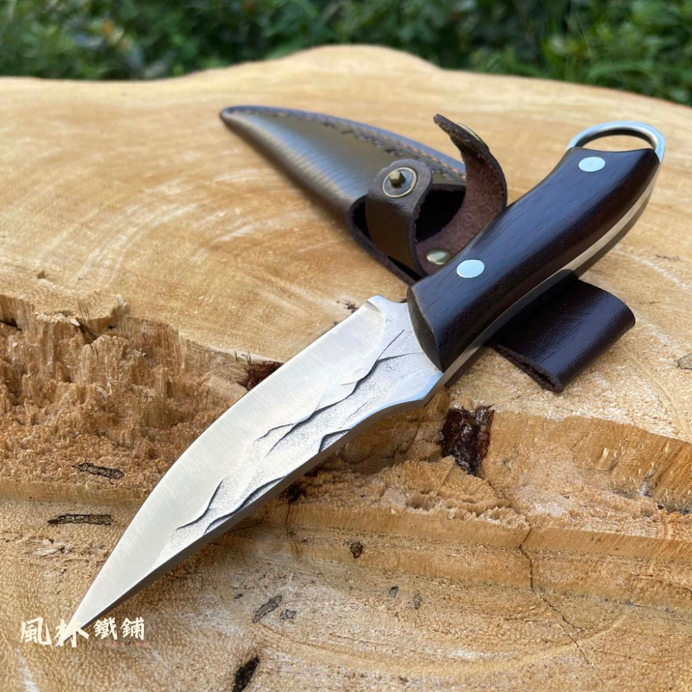 【尾環手把肉刀】附皮套『台灣現貨』尾環手把肉刀 手把肉刀戶外便攜小刀野營露營戰術刀烤肉切肉刀餐刀燒烤刀手扒肉小刀-細節圖7