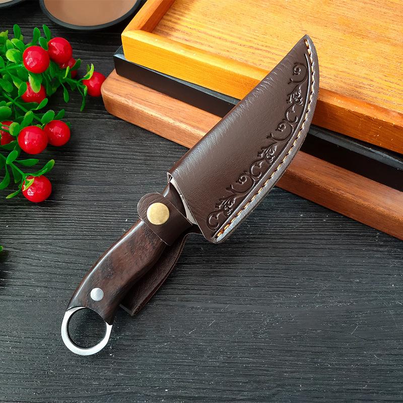 【尾環手把肉刀】附皮套『台灣現貨』尾環手把肉刀 手把肉刀戶外便攜小刀野營露營戰術刀烤肉切肉刀餐刀燒烤刀手扒肉小刀-細節圖9