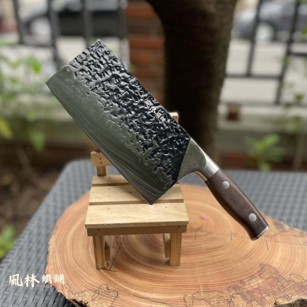 不鏽鋼鍛打錘紋中式菜刀剁刀剁骨刀片刀切片刀 傳統風格不鏽鋼焠火鍛製錘紋刀刃 斬切刀剁骨刀 切菜刀片切片刀大小雙刀可單買-細節圖3