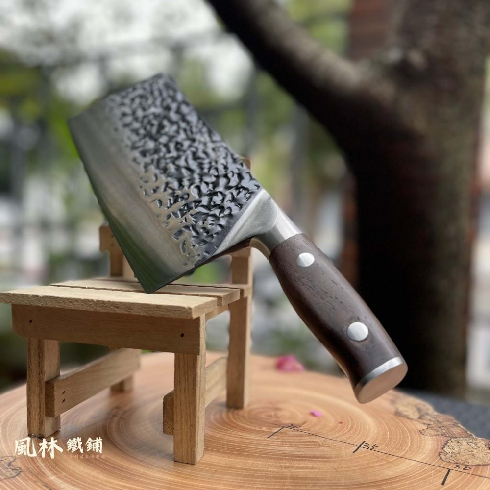 不鏽鋼鍛打錘紋中式菜刀剁刀剁骨刀片刀切片刀 傳統風格不鏽鋼焠火鍛製錘紋刀刃 斬切刀剁骨刀 切菜刀片切片刀大小雙刀可單買-細節圖5