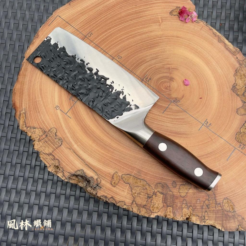 不鏽鋼鍛打錘紋中式菜刀剁刀剁骨刀片刀切片刀 傳統風格不鏽鋼焠火鍛製錘紋刀刃 斬切刀剁骨刀 切菜刀片切片刀大小雙刀可單買-細節圖7