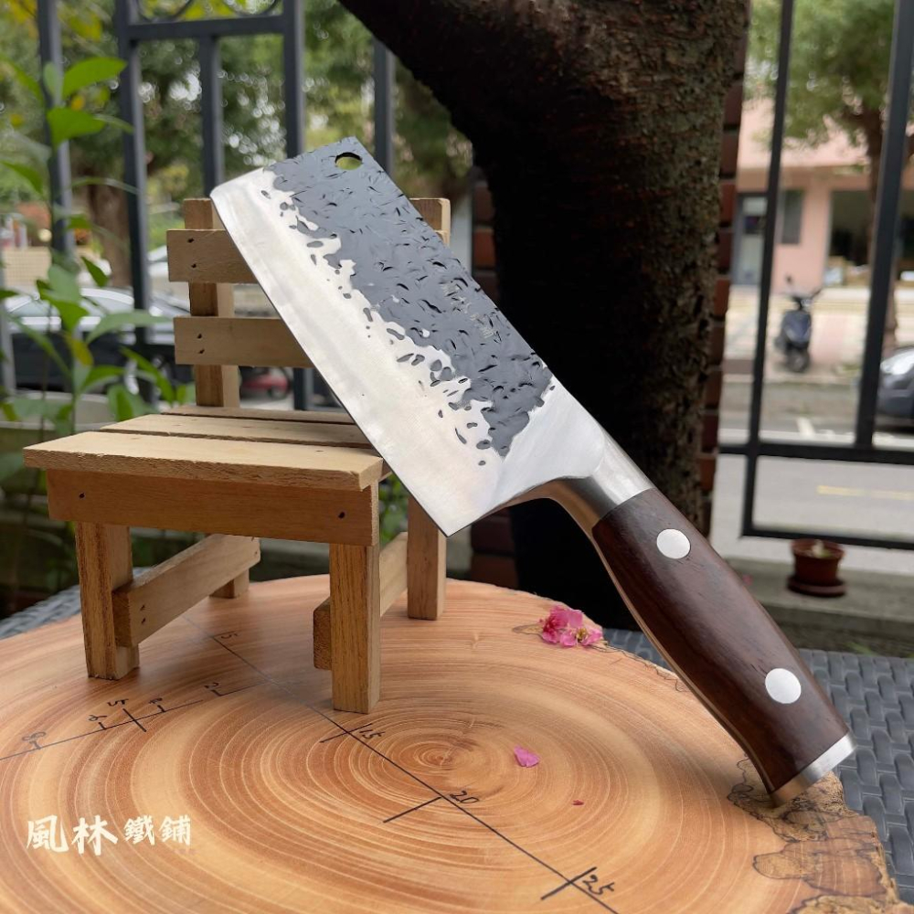 不鏽鋼鍛打錘紋中式菜刀剁刀剁骨刀片刀切片刀 傳統風格不鏽鋼焠火鍛製錘紋刀刃 斬切刀剁骨刀 切菜刀片切片刀大小雙刀可單買-細節圖9