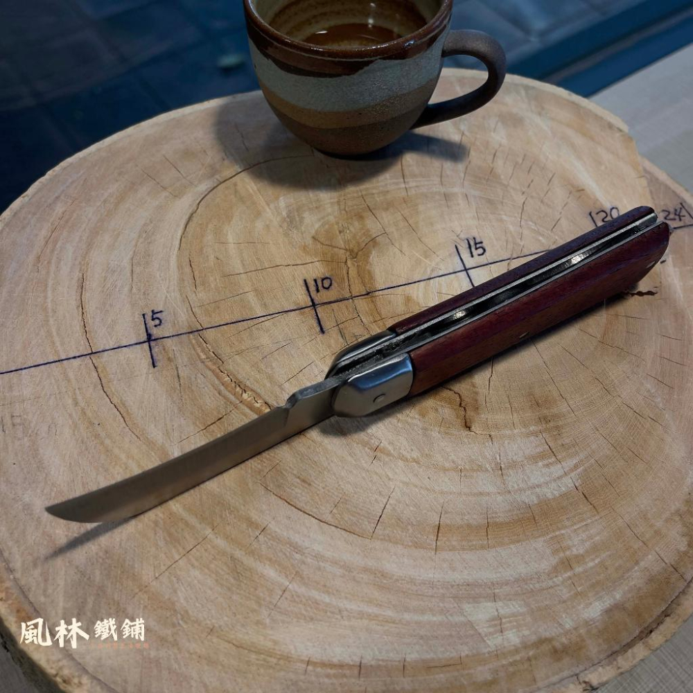 【不鏽鋼木柄彎頭折疊修枝嫁接刀】農友最愛台灣現貨果樹園藝修枝嫁接不鏽鋼刀刃切削枝條避感染 木柄握把可折疊收納安全方便攜帶-細節圖2