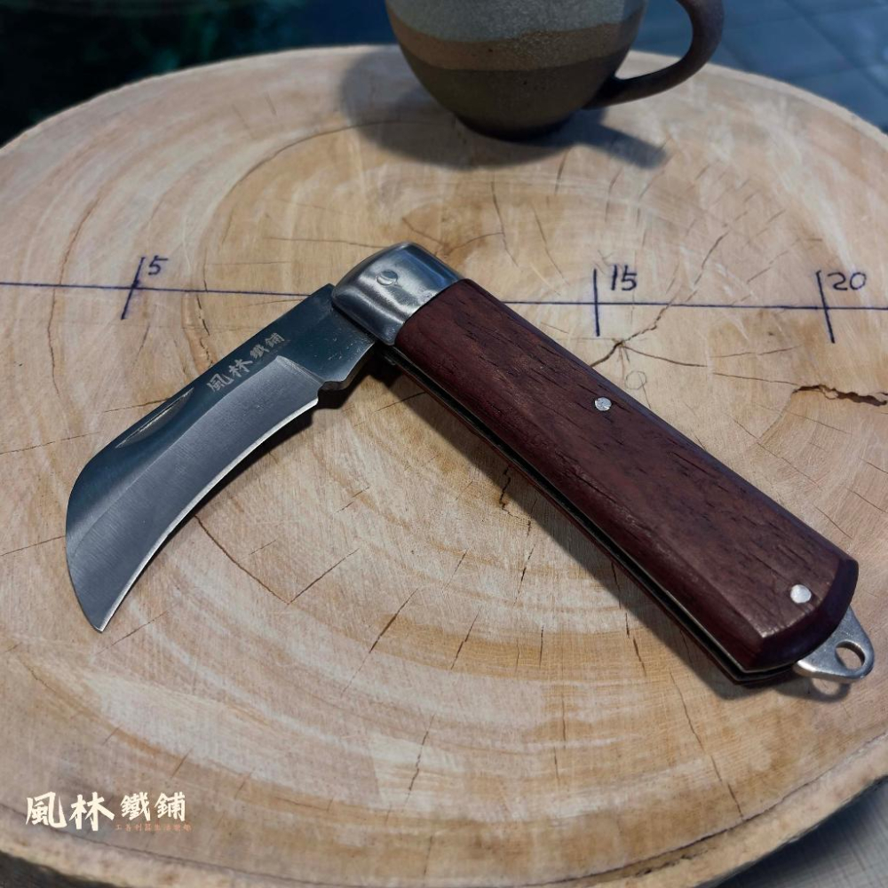 【不鏽鋼木柄彎頭折疊修枝嫁接刀】農友最愛台灣現貨果樹園藝修枝嫁接不鏽鋼刀刃切削枝條避感染 木柄握把可折疊收納安全方便攜帶-細節圖6