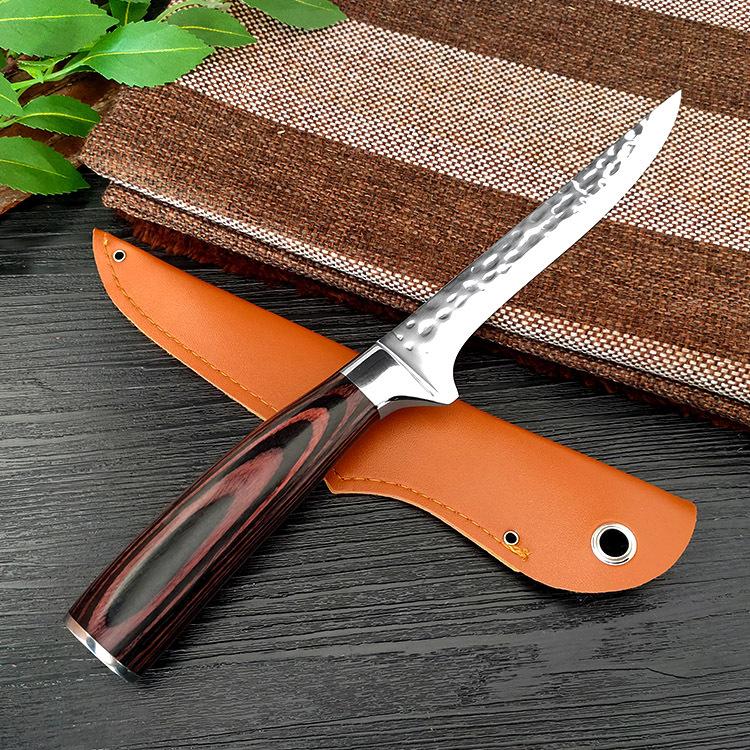 【白錘紋剔骨刀】附皮套  剔骨刀切肉切水果雷射紋分割開魚刀剔肉屠豬多用不鏽鋼手把肉刀吃烤肉刀-細節圖7