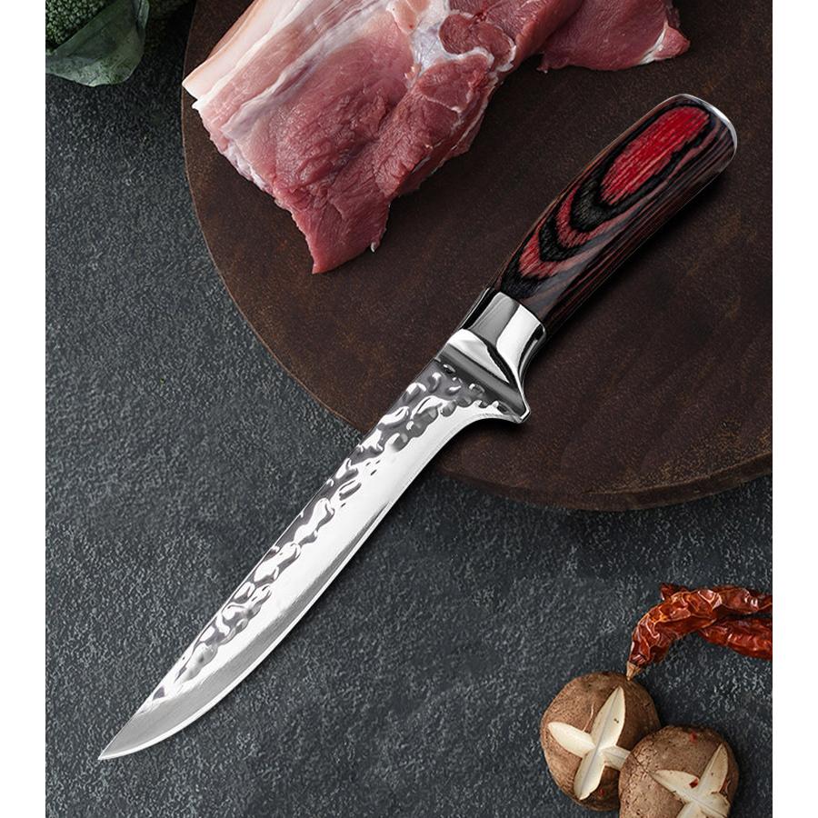 【白錘紋剔骨刀】附皮套  剔骨刀切肉切水果雷射紋分割開魚刀剔肉屠豬多用不鏽鋼手把肉刀吃烤肉刀-細節圖8