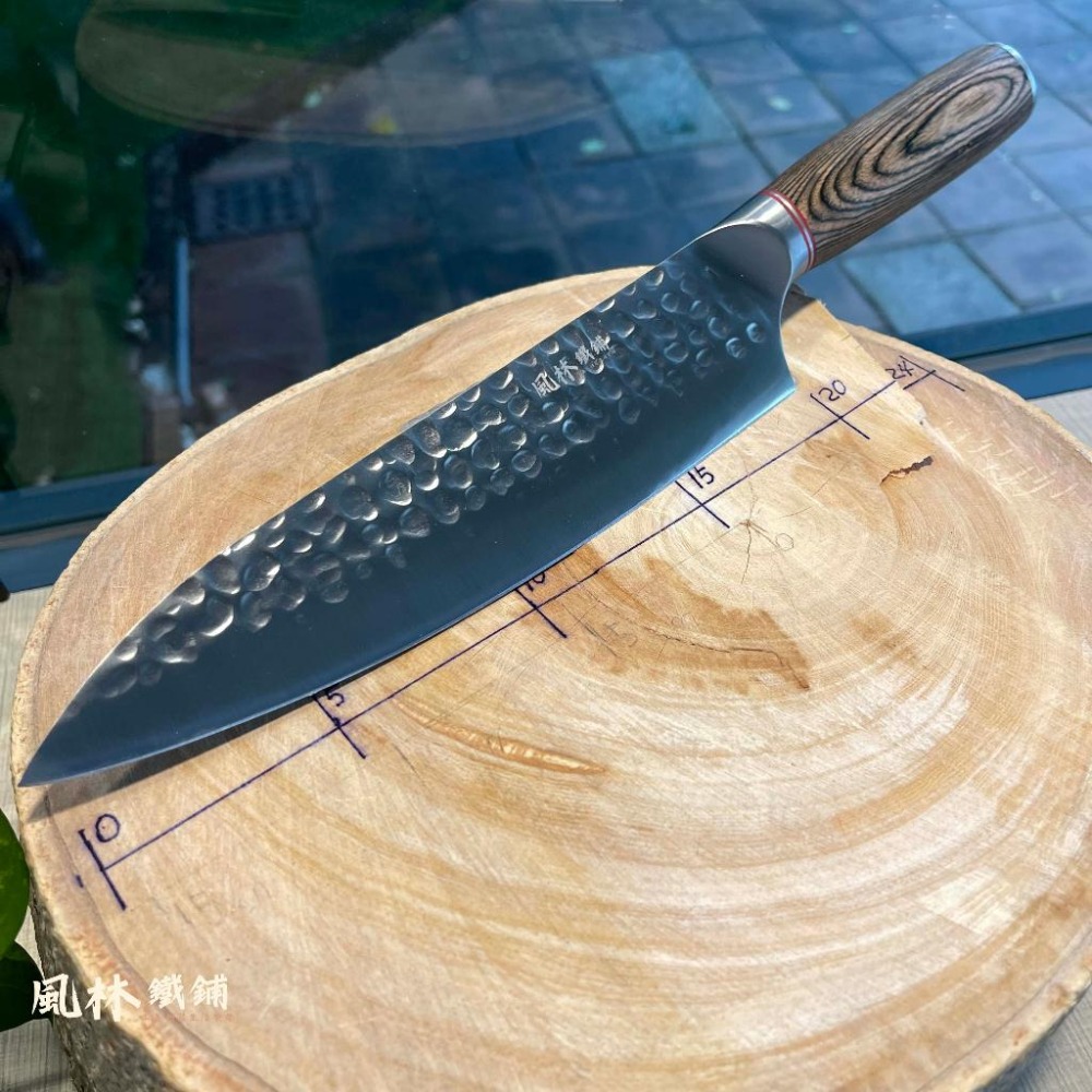 不銹鋼鍛打錘紋彩木柄 廚刀系列-細節圖3