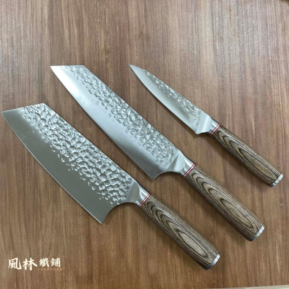 不銹鋼鍛打錘紋彩木柄 廚刀系列-細節圖9