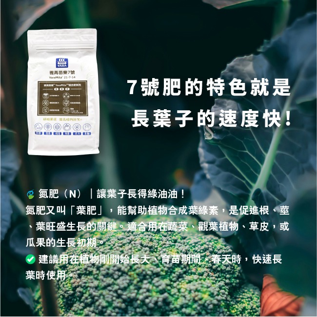 高氮肥｜植物恢復生機｜觀葉植物使用｜YaraMila™雅苒｜苗樂7號｜｜園藝肥料｜栽培用肥料｜陽台栽培｜專業使用｜陽台花-細節圖3