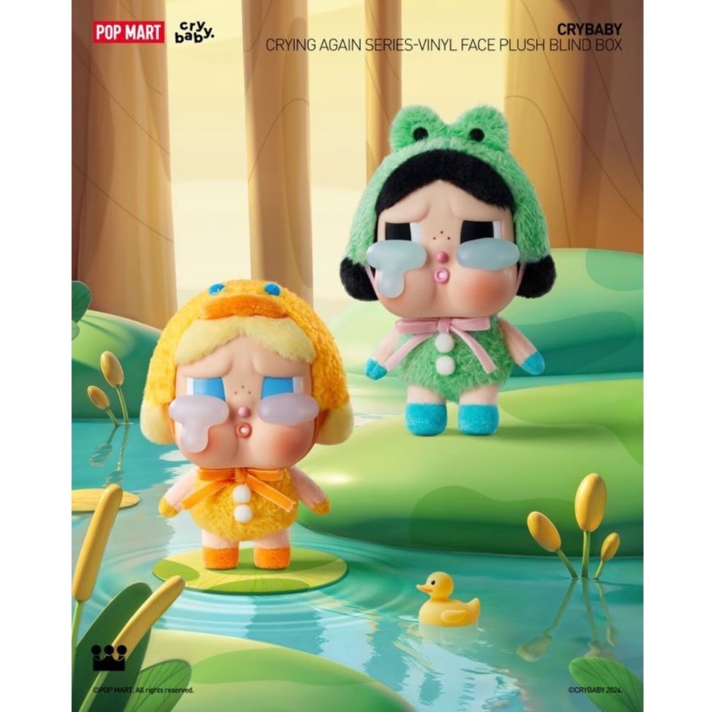 POP MART CRYBABY眼淚工廠系列搪膠臉絨毛盲盒/哭蛙哭蛙-細節圖2