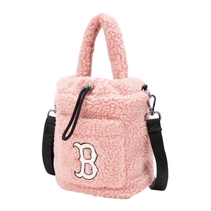 MLB 毛絨絨手提粉色包-細節圖2