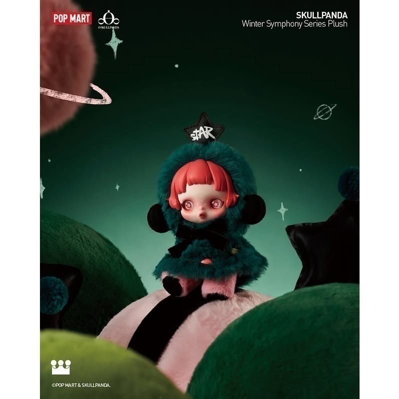 泡泡瑪特 SKULLPANDA 冬日樂章 SP 搪膠 毛絨公仔  掛件 一中盒 盲盒-細節圖5