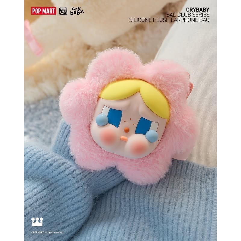 Crybaby 哭娃 悲傷俱樂部 耳機包 哭哭花 花花 矽膠 毛絨掛件 零錢包-規格圖6