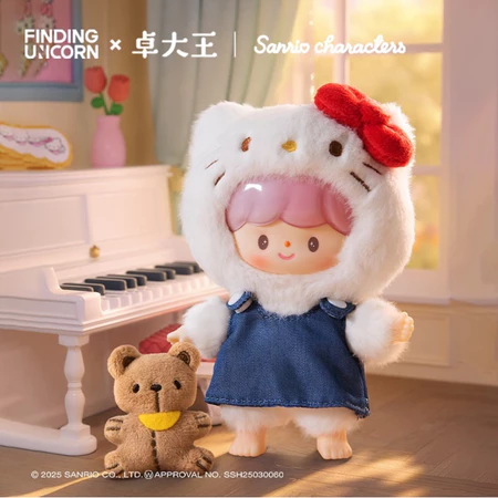 卓大王 x 三麗鷗家族 友友聯萌系列 搪膠毛絨 掛件 盲盒 吊飾 Kitty 庫洛米 醜魚 布丁狗 大耳狗 怕洽狗-細節圖2