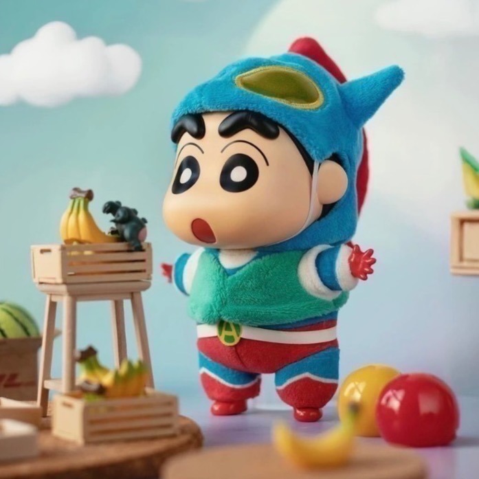 TOPTOY 蠟筆小新 換裝派對 搪膠毛絨掛件 盲盒 小新 粉紅鱷魚 動感超人-細節圖5