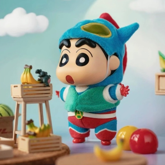 TOPTOY 蠟筆小新 換裝派對 搪膠毛絨掛件 盲盒 小新 粉紅鱷魚 動感超人-規格圖6