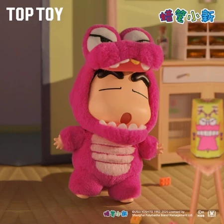 TOPTOY 蠟筆小新 換裝派對 搪膠毛絨掛件 盲盒 小新 粉紅鱷魚 動感超人-規格圖6