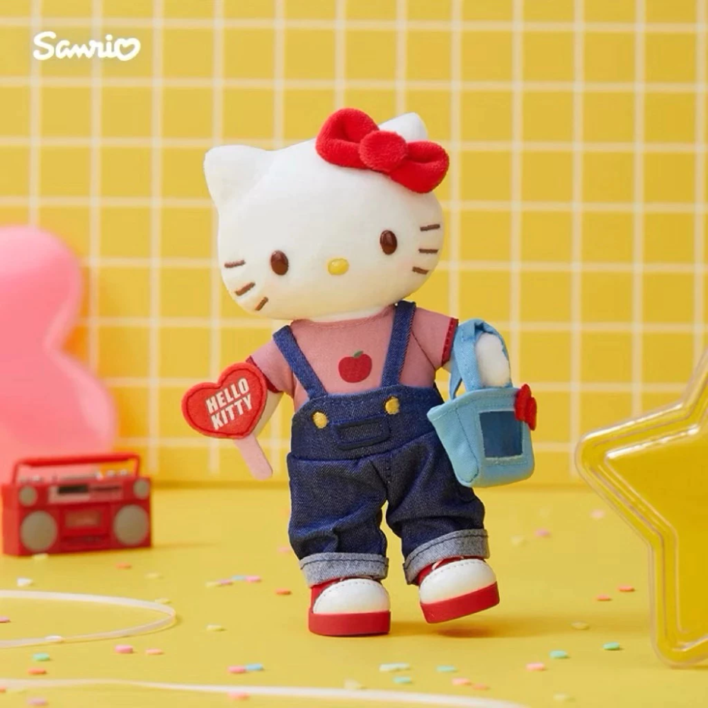 三麗鷗 Hello Kitty的一天 長腿Kitty 黑皮Kitty 毛絨掛件 吊飾 凱蒂貓 追星時間 逛街時間-細節圖2