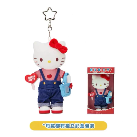 三麗鷗 Hello Kitty的一天 長腿Kitty 黑皮Kitty 毛絨掛件 吊飾 凱蒂貓 追星時間 逛街時間-規格圖5
