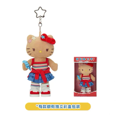 三麗鷗 Hello Kitty的一天 長腿Kitty 黑皮Kitty 毛絨掛件 吊飾 凱蒂貓 追星時間 逛街時間-規格圖5