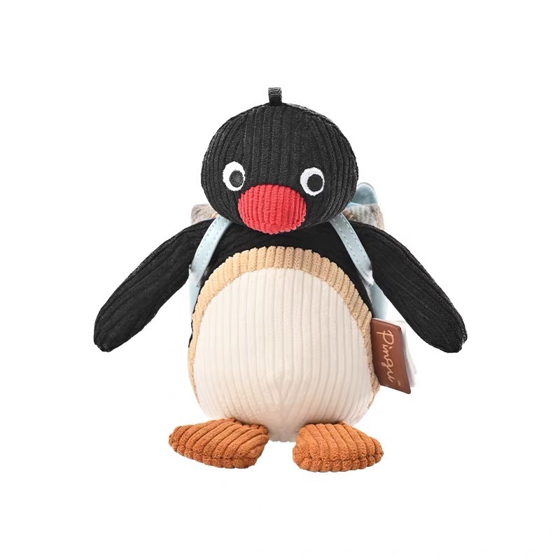山莫 Pingu 企鵝家族 掛件 45週年 復古燈芯絨 毛絨掛件 玩偶-規格圖4