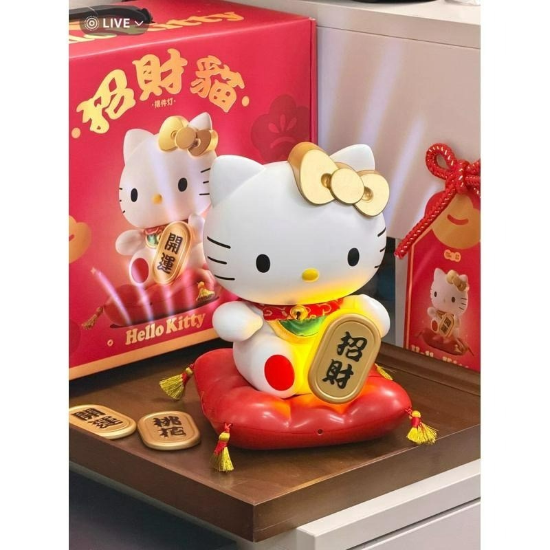 𝐥𝐮𝐜𝐤𝐲☘️現+預 馬克圖布 Hello Kitty 招財貓公仔 擺件燈 招財貓 三麗鷗 開運 公仔-細節圖7