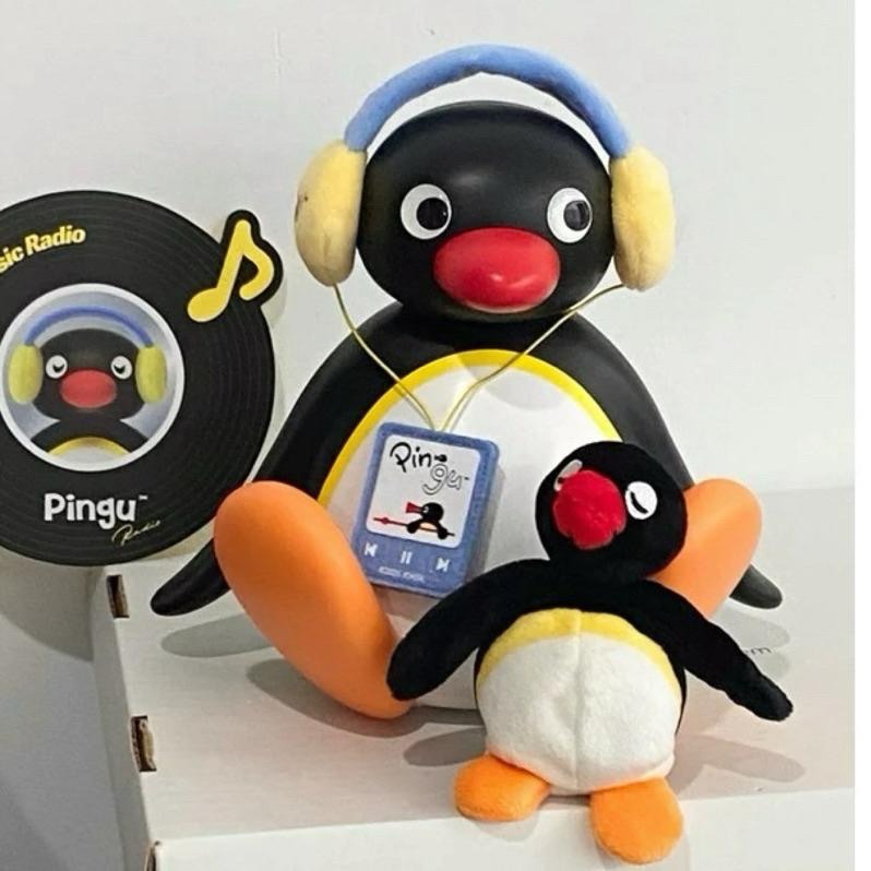 𝐥𝐮𝐜𝐤𝐲☘️現+預 Pingu 企鵝家族 戴耳機搖頭公仔 聽音樂 搖頭公仔 音樂禮盒 聽歌搖頭 企鵝-細節圖2