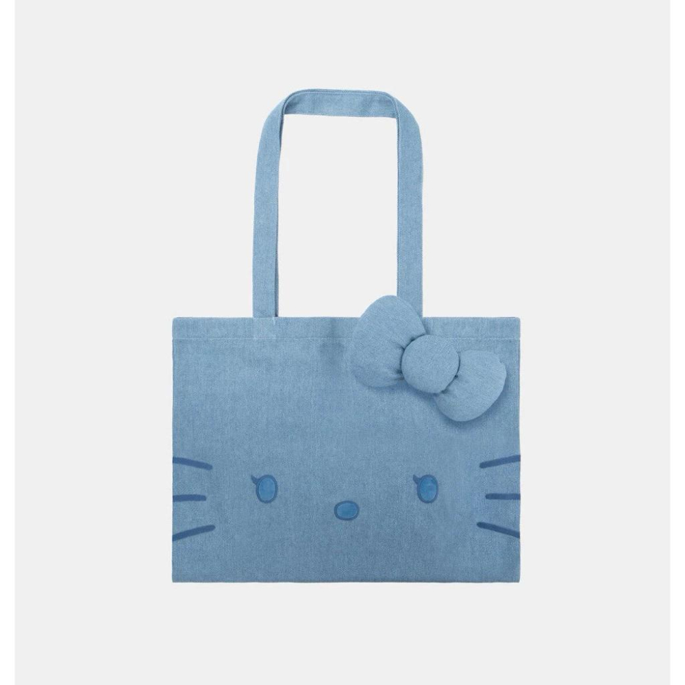 𝐥𝐮𝐜𝐤𝐲☘️現貨 黑皮Kitty 旅行套裝 Hello Kitty 旅行枕 頸枕 毯子三件套 牛仔帆布袋 U型枕-細節圖8