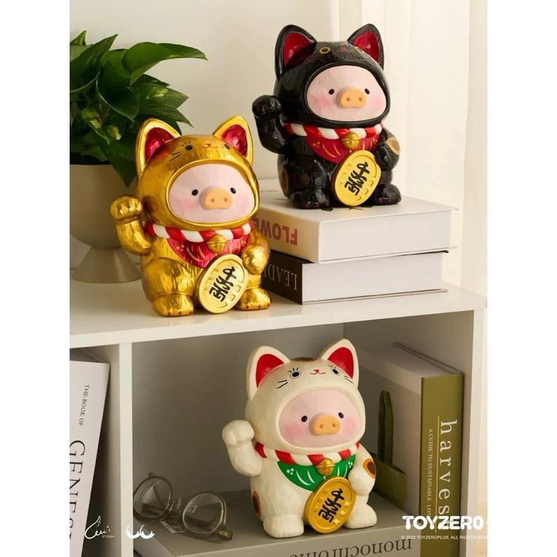 罐頭豬LuLu 仿木雕招財Lu 18cm 招財貓 公仔 LuLu豬-細節圖2