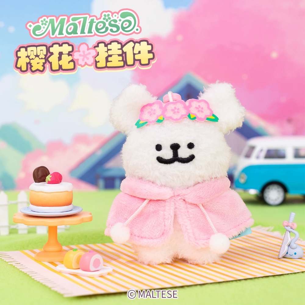 線條小狗 Maltese 櫻花 小白 相機 小金毛 毛絨掛件 掛飾 吊飾-細節圖2