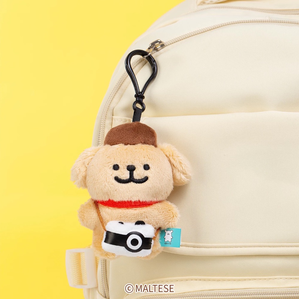 線條小狗 Maltese 櫻花 小白 相機 小金毛 毛絨掛件 掛飾 吊飾-細節圖4