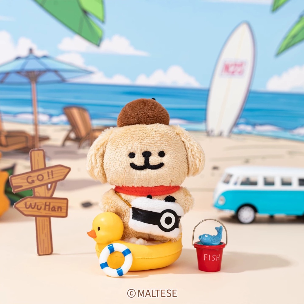 線條小狗 Maltese 櫻花 小白 相機 小金毛 毛絨掛件 掛飾 吊飾-細節圖5