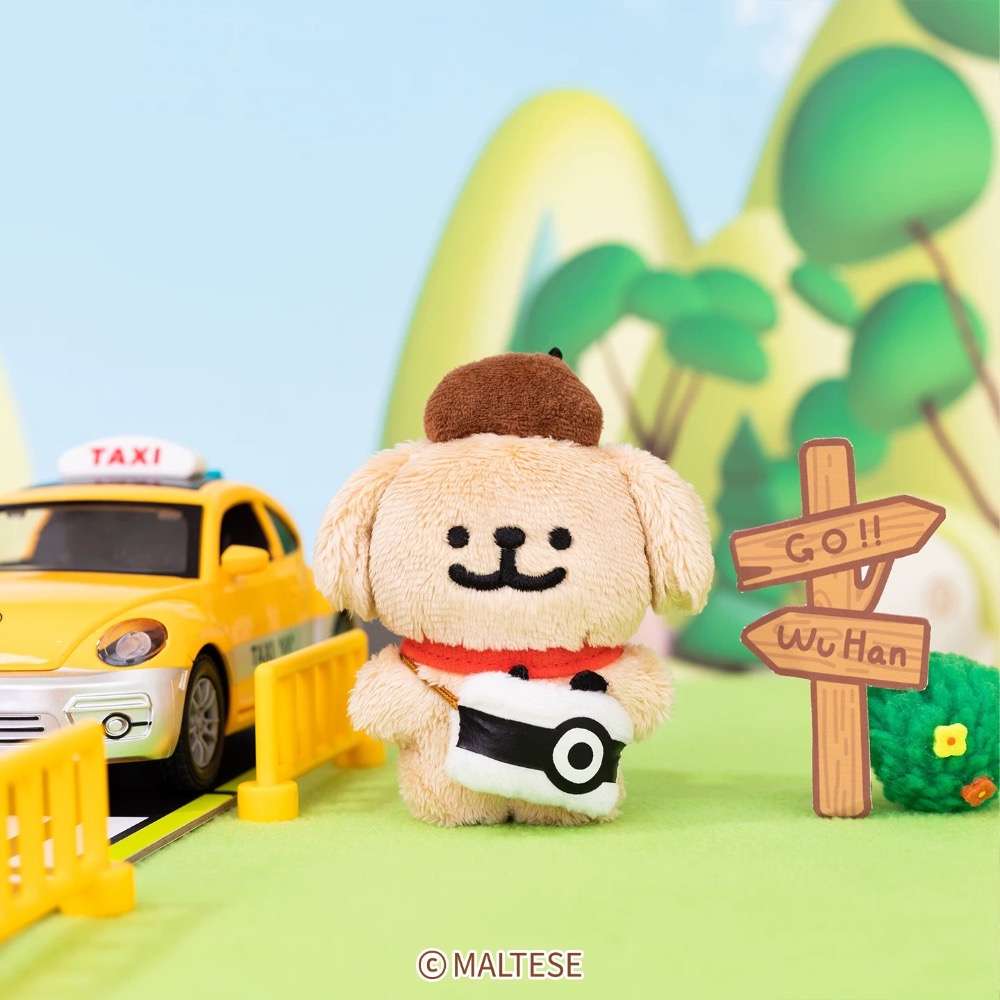 線條小狗 Maltese 櫻花 小白 相機 小金毛 毛絨掛件 掛飾 吊飾-細節圖6