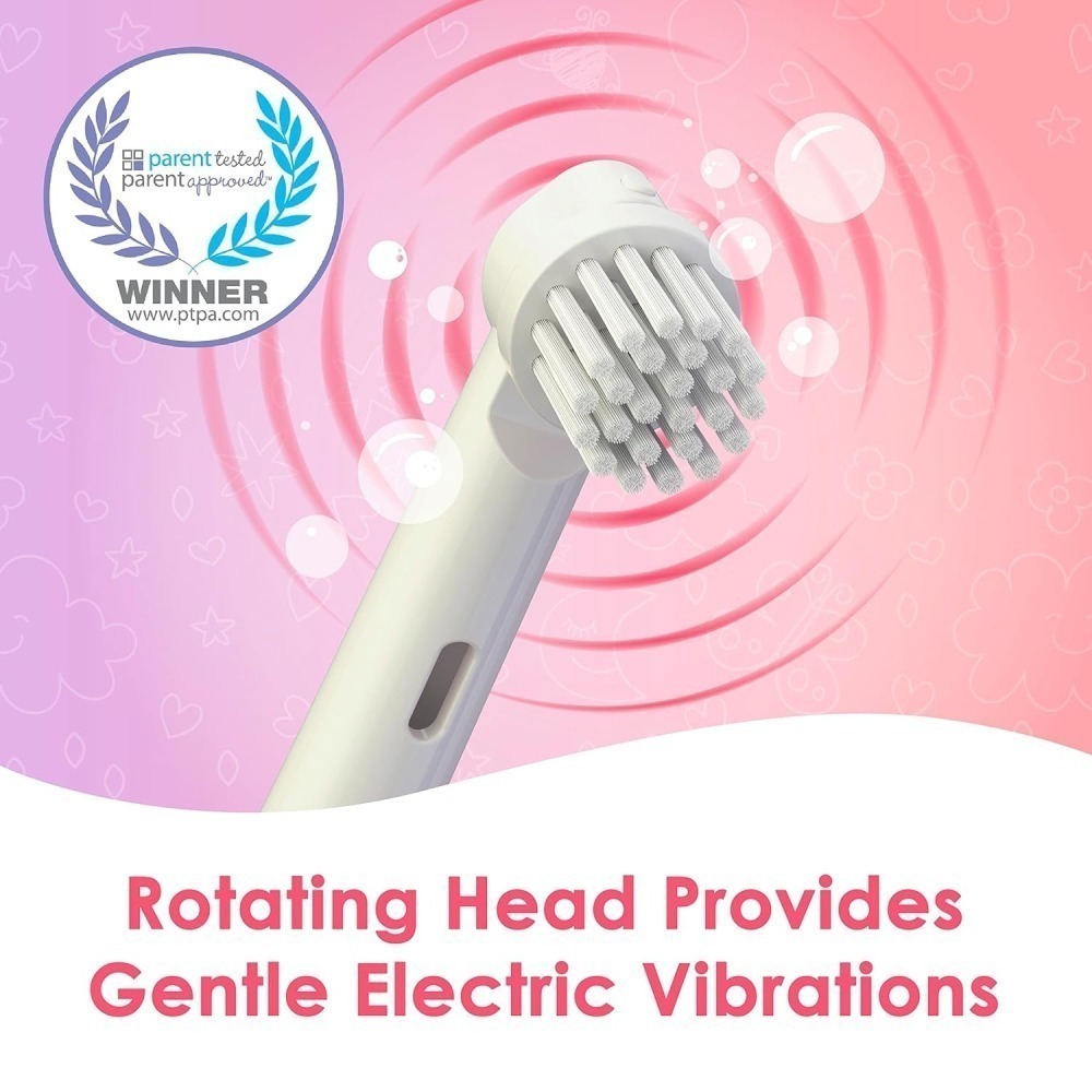 【竭力萊姆】美國原裝  Brusheez® 兒童電動牙刷組 白色獨角獸 旋轉刷頭 含2支替換刷頭 附漱口杯 生日禮物-細節圖5