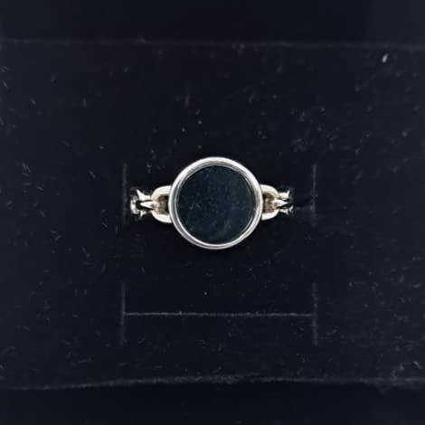 925銀鑲嵌 天然緬甸 A貨 翡翠 圓型墨翠 戒指 可调节戒指