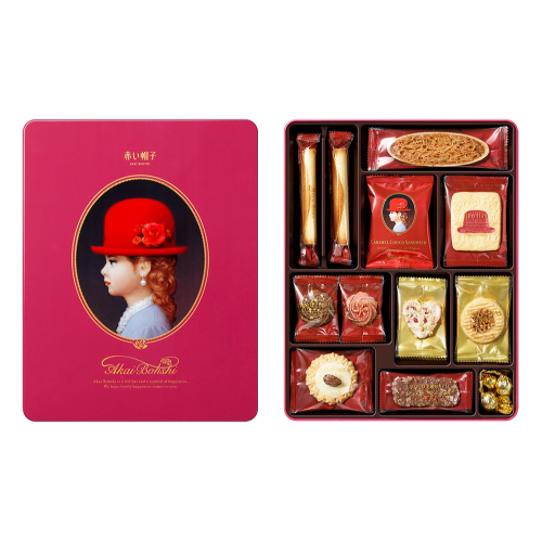 日本 紅帽子餅乾禮盒（有提袋） 粉紅帽子 原廠公司貨 鐵盒