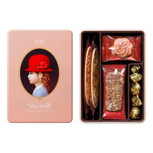 日本 紅帽子餅乾禮盒（沒有提袋）雅致粉帽子 原廠公司貨 鐵盒