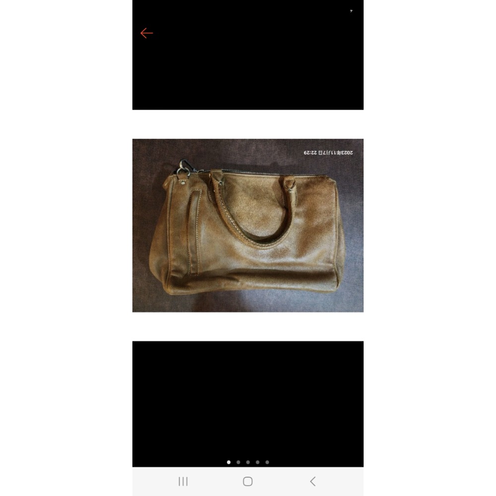 九成九新-roots麂皮手提包 $4000 尺寸：30×20×12 附贈同花色化妝包 24×14-細節圖3