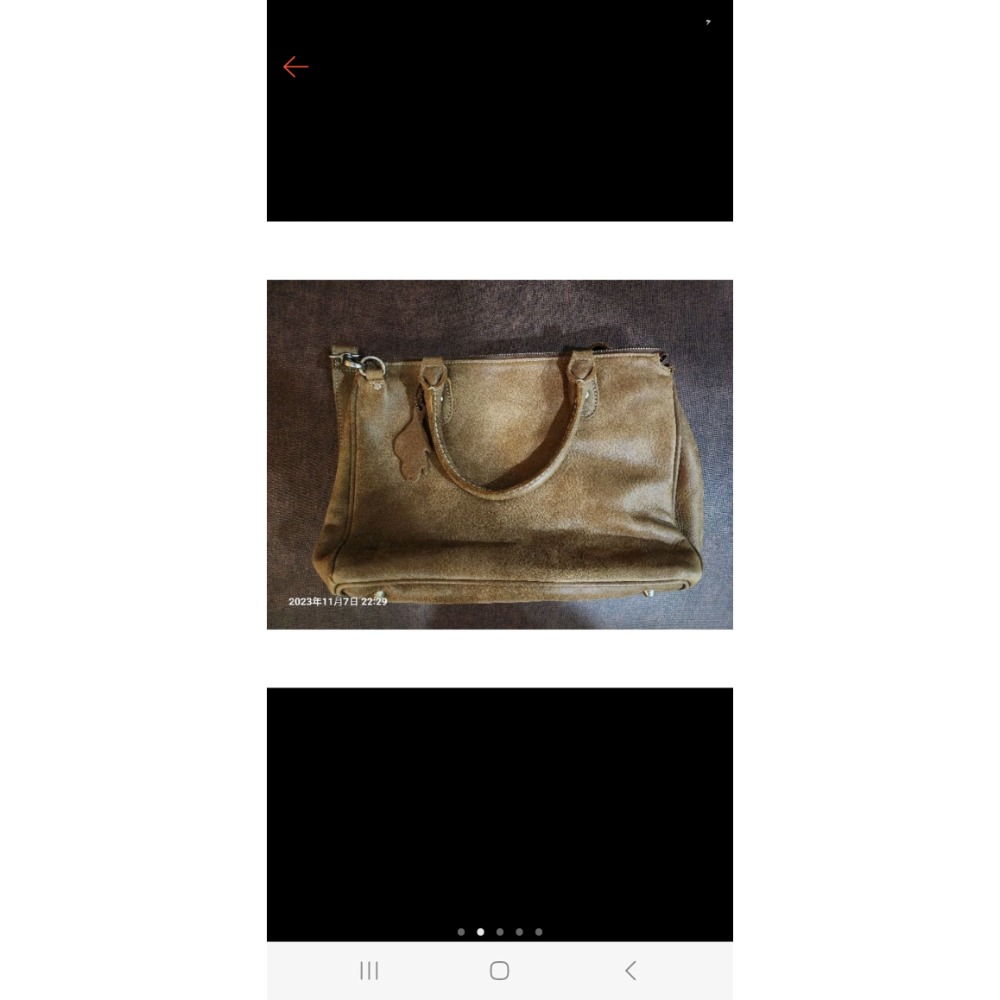九成九新-roots麂皮手提包 $4000 尺寸：30×20×12 附贈同花色化妝包 24×14-細節圖4