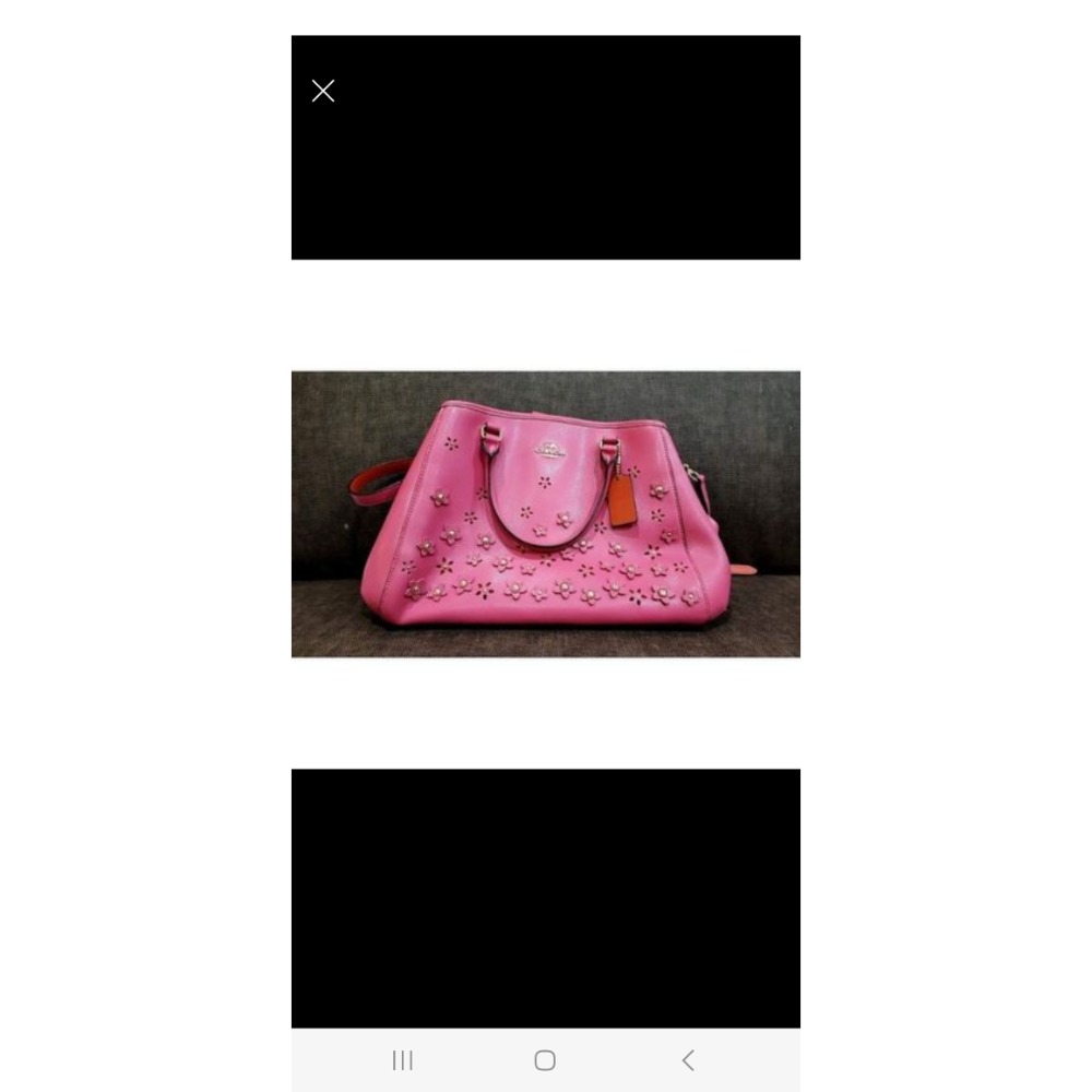 九成九新Coahe桃紅色花朵包-細節圖2